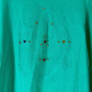 Kavio Designs Embellished Top Dream Catcher Graphic Long‎ Sleeve Green